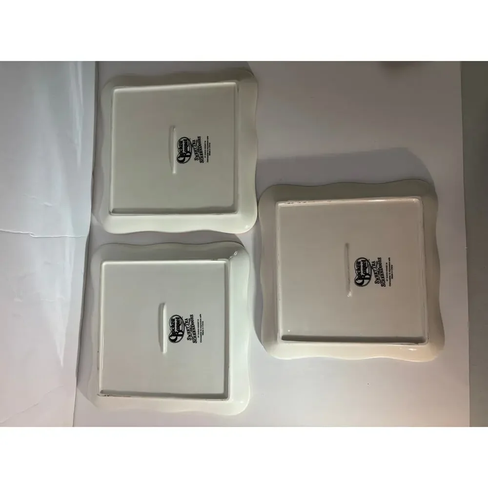 Set of 3 Cracker Barrel Sweet Tea and Screen Doors Square Plates 8